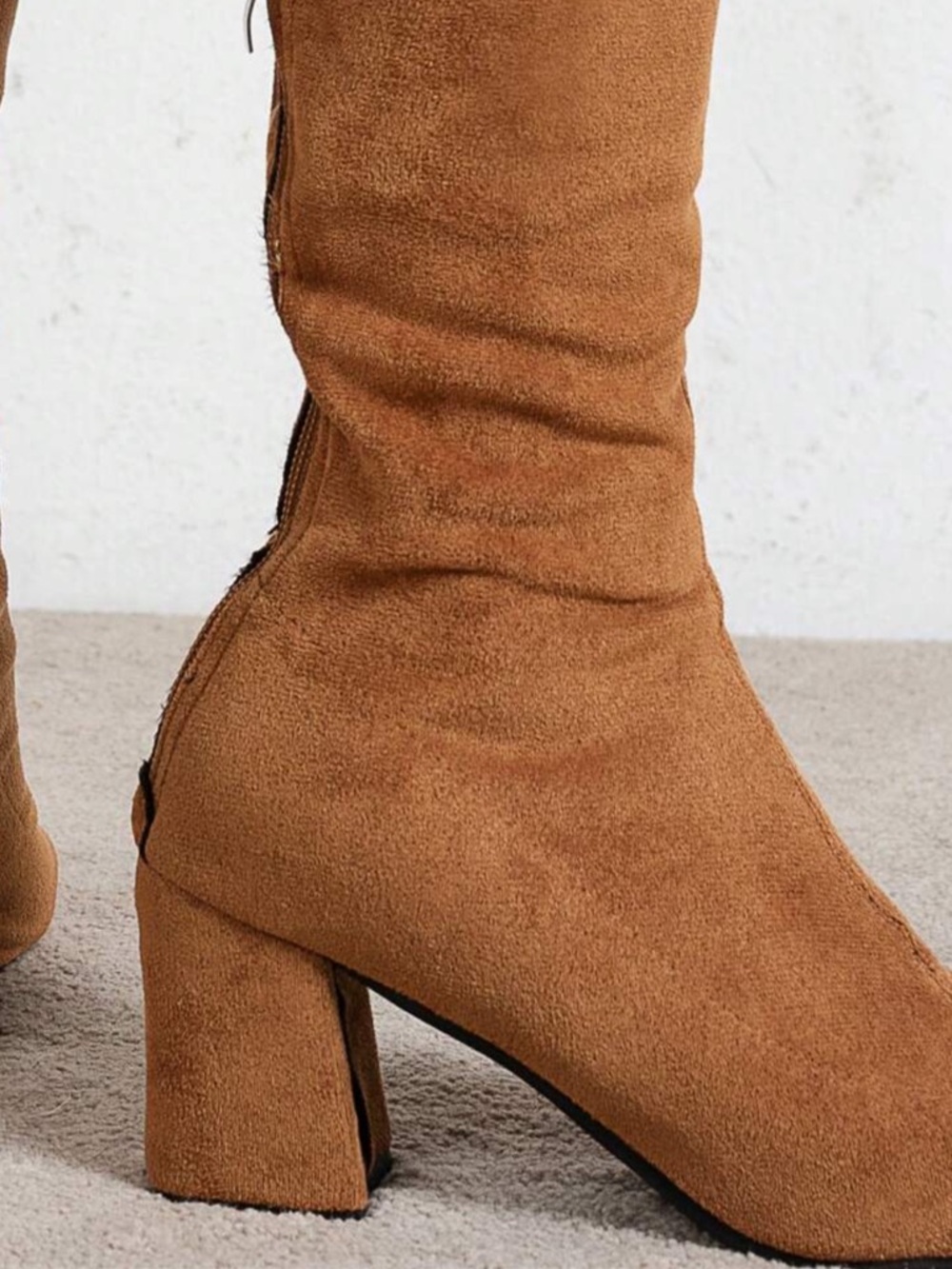 Tan Over-The-Knee Suede Boots – Chunky Heel Thigh High Boots - 9.5 - Picture 6 of 6